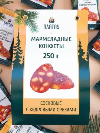 Мармелад сосновый с Кедровыми орешками, 250 гр Мармелад сосновый с Кедровыми орешками, 250 гр