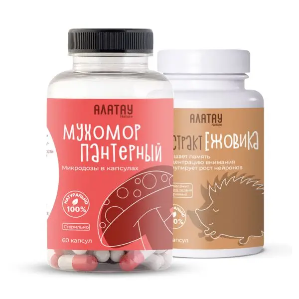 КОМБО «Мухомор Пантерный и Ежовик»: микродозинг из мухомора пантерного и экстракт ежовика  КОМБО «Мухомор Пантерный и Ежовик»: микродозинг из мухомора пантерного и экстракт ежовика